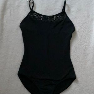 Just a black one piece swimsuit:)